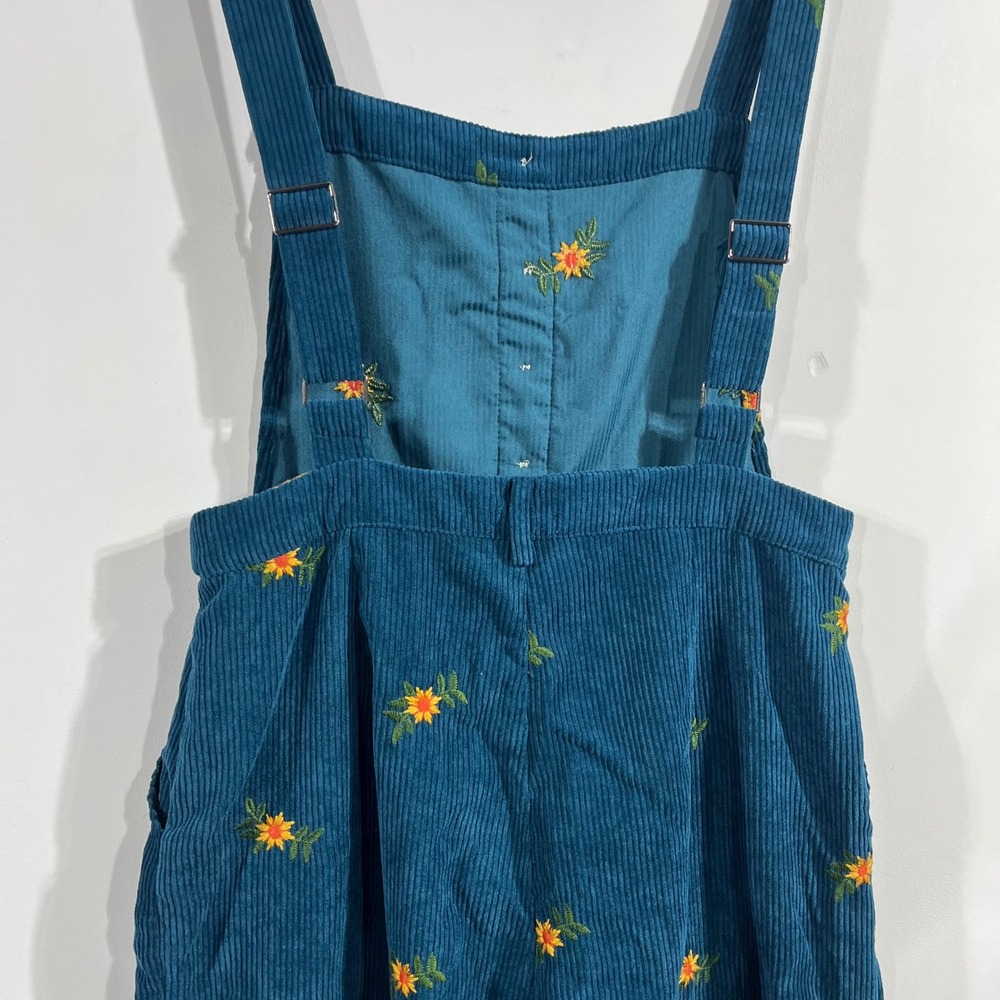 Cider 90s Fairy Grunge Corduroy Sunflower Embroidered Overalls Wide Leg Large - Picture 4 of 10